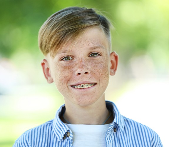 Young boy with braces