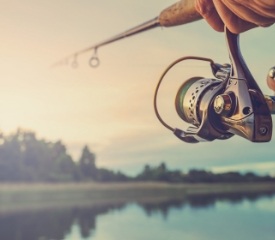 Fishing pole over water