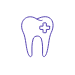 Animated tooth with cross signifying emergency dentistry highlighted