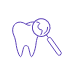 Animated tooth and magnifying glass signifying broken tooth highlighted